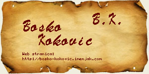 Boško Koković vizit kartica